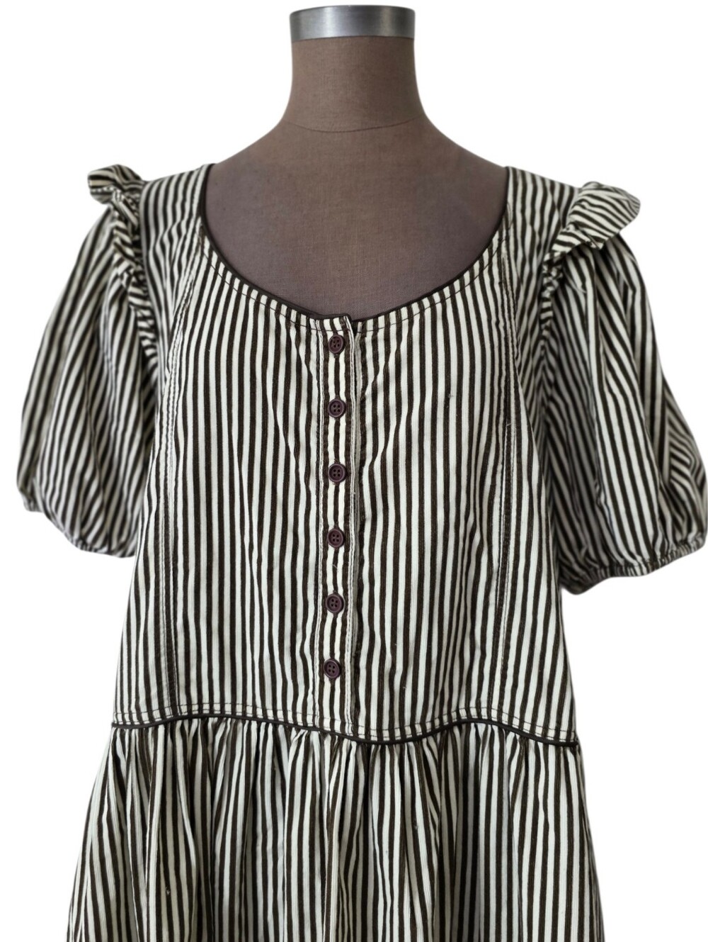 Free People Collier Cord Midi Dress – Brown Stripe Size Large - Picture 10 of 15